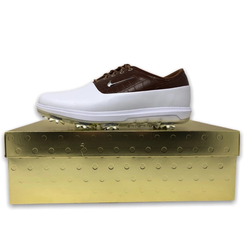 Nike Air Zoom Victory Tour Mens Golf Cleats White/Chrome-LT British Tan New$180